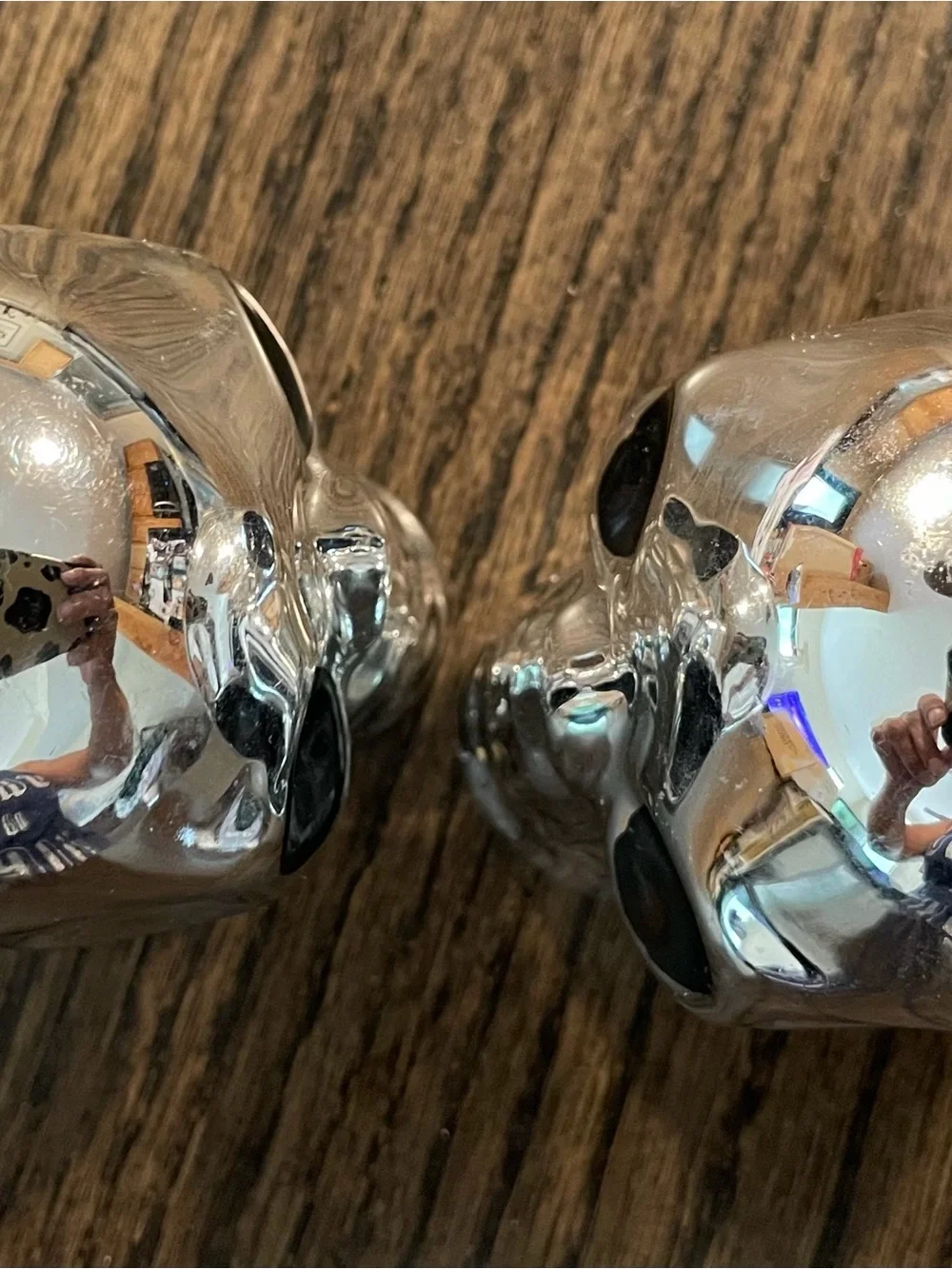 Chrome Skull Salt and Pepper Shakers Set